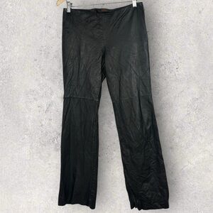 Danier 100% Leather Black Straight Leg Pants Womens‎ Size 8 Canada Made Biker